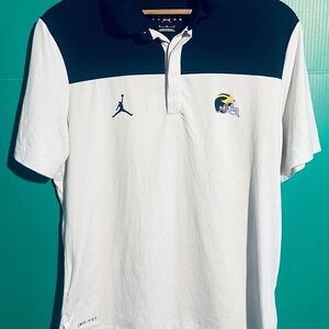 Jordan Dri-Fit University of Michigan Polo Men’s M Navy White Jumpman Logo Shirt